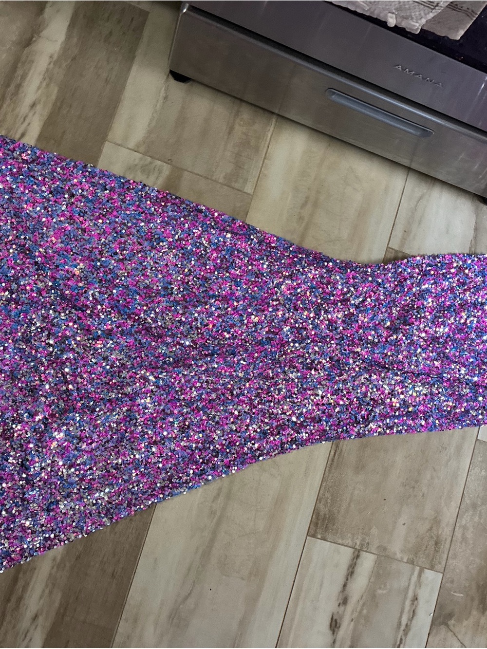 Shimmering Pink-Purple Sequin V-Neck Prom Dress - Picture 7 of 11